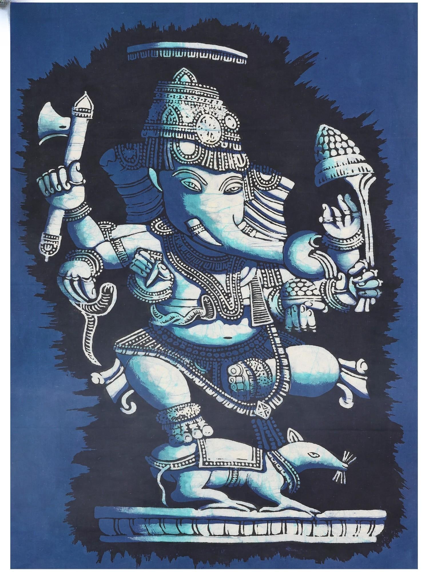 Lord Ganesha on Mushak | Batik Painting: Title: Lord Ganesha on Mushak | Batik Painting Description: Folk Paintings Reserve: $36.00 Shipping: Domestic: Shipping rates are determined by destination International: Foreign shipping