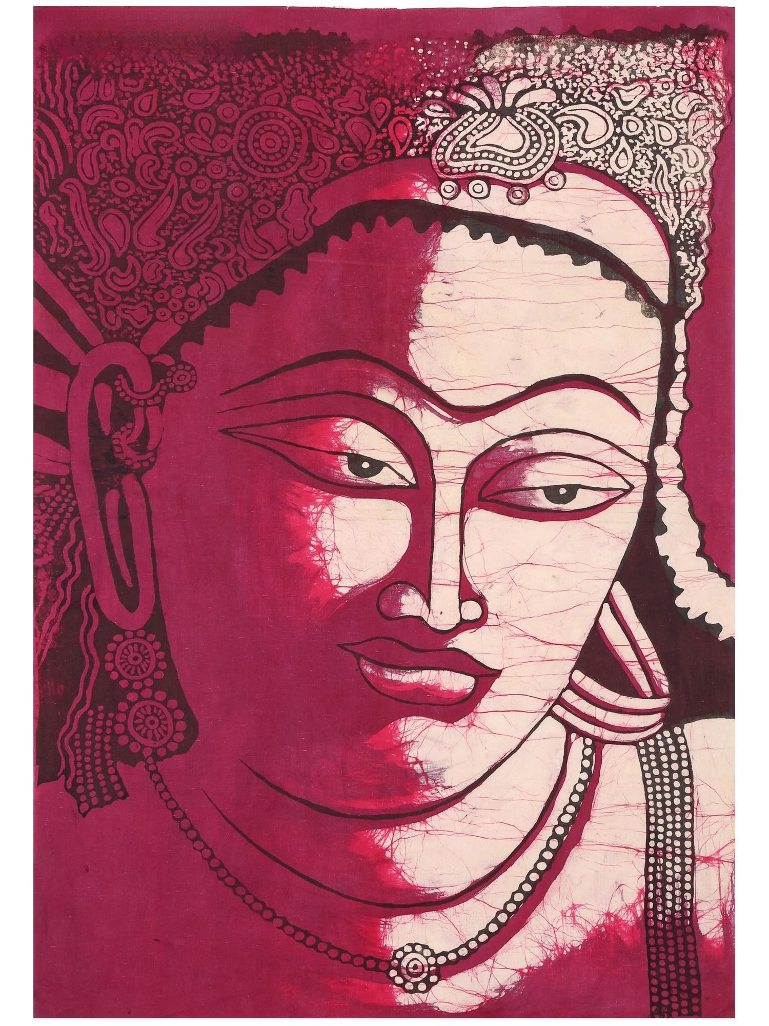Divine Calm: Buddha Face Batik Painting (1 of 2)