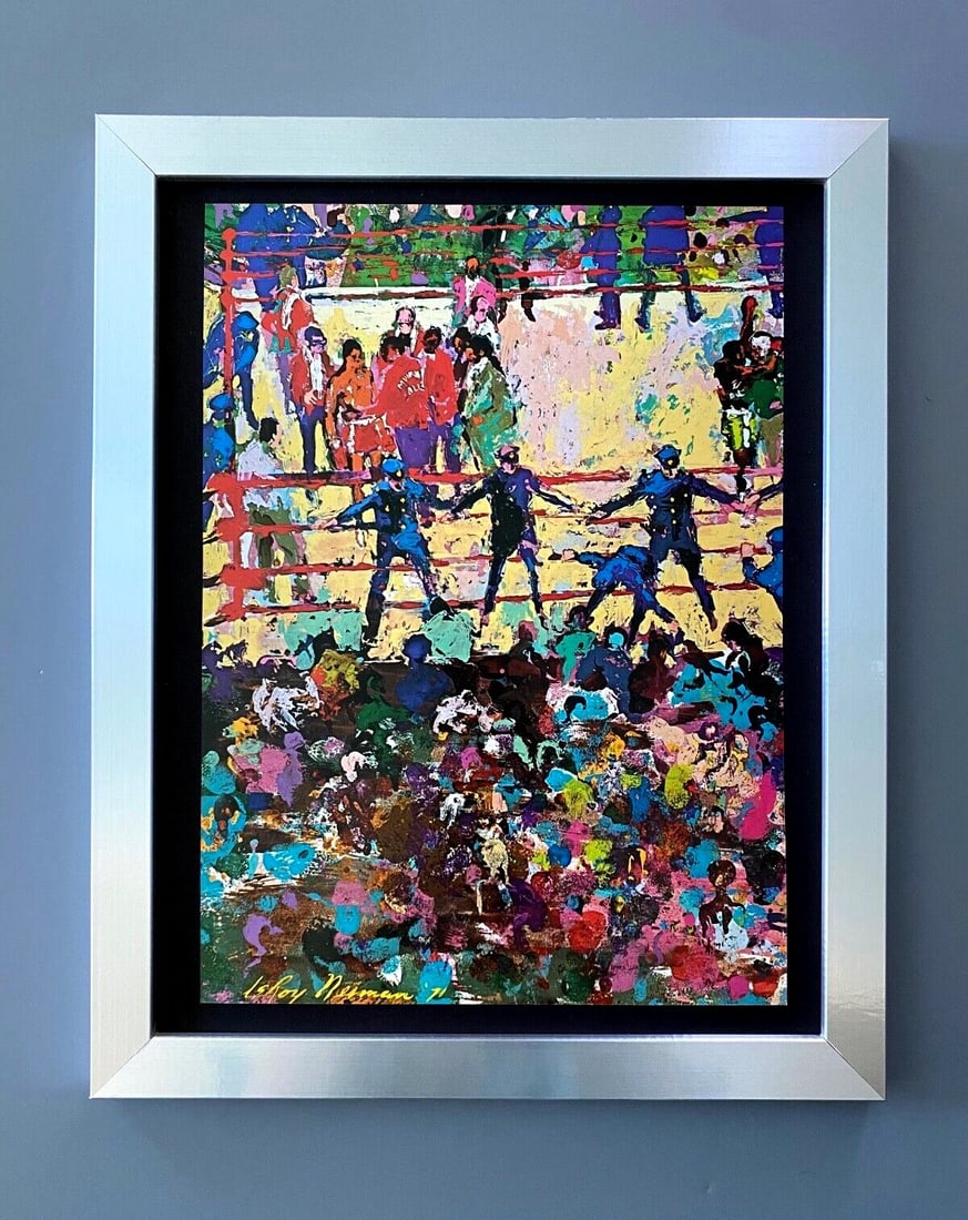 LeRoy Neiman " BOX " 1974 Signed Pop Art Mounted and Framed in New 11x14 LS: Beautiful and Scarce Original 1974 Print Leroy Neiman " BOX IN NYC " Signed on the Plate This piece is mounted on a 11 x 14 in. black acid free premium black board. Framed covers an area of 15x12in.