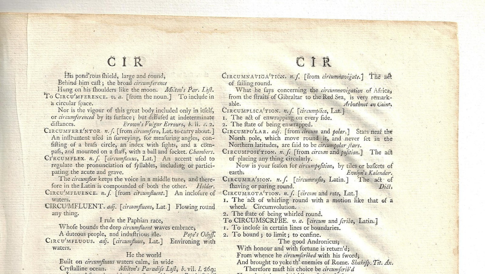 1755 Leaf A Dictionary of the English Language - 2
