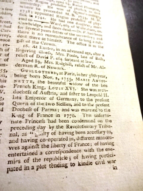 1793 Magazine Marie Antoinette Guillotined - 2