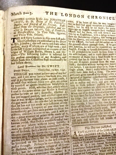 1768 London Chronicle Jonathan Swift - 3