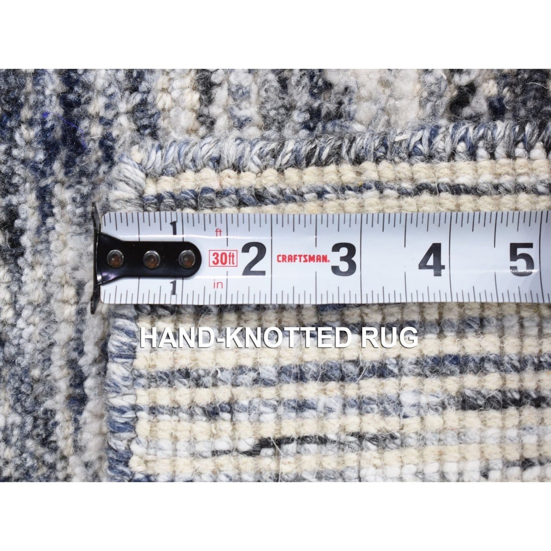Salt and Pepper, Modern Design, Silk with Wool, Hand Loomed, Rug - 6
