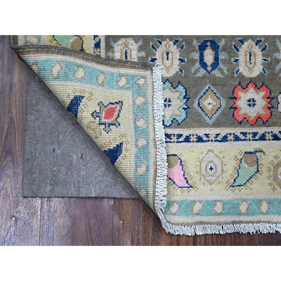 Power Gray Extra Soft Wool Hand Knotted Fusion Kazak Oriental Rug - 2