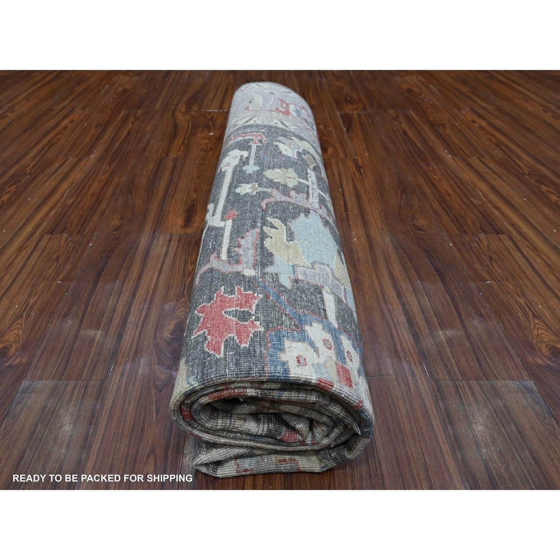 Abbey Black Hand Knotted Wool Fine Aryana Heris Design Oriental Rug - 9