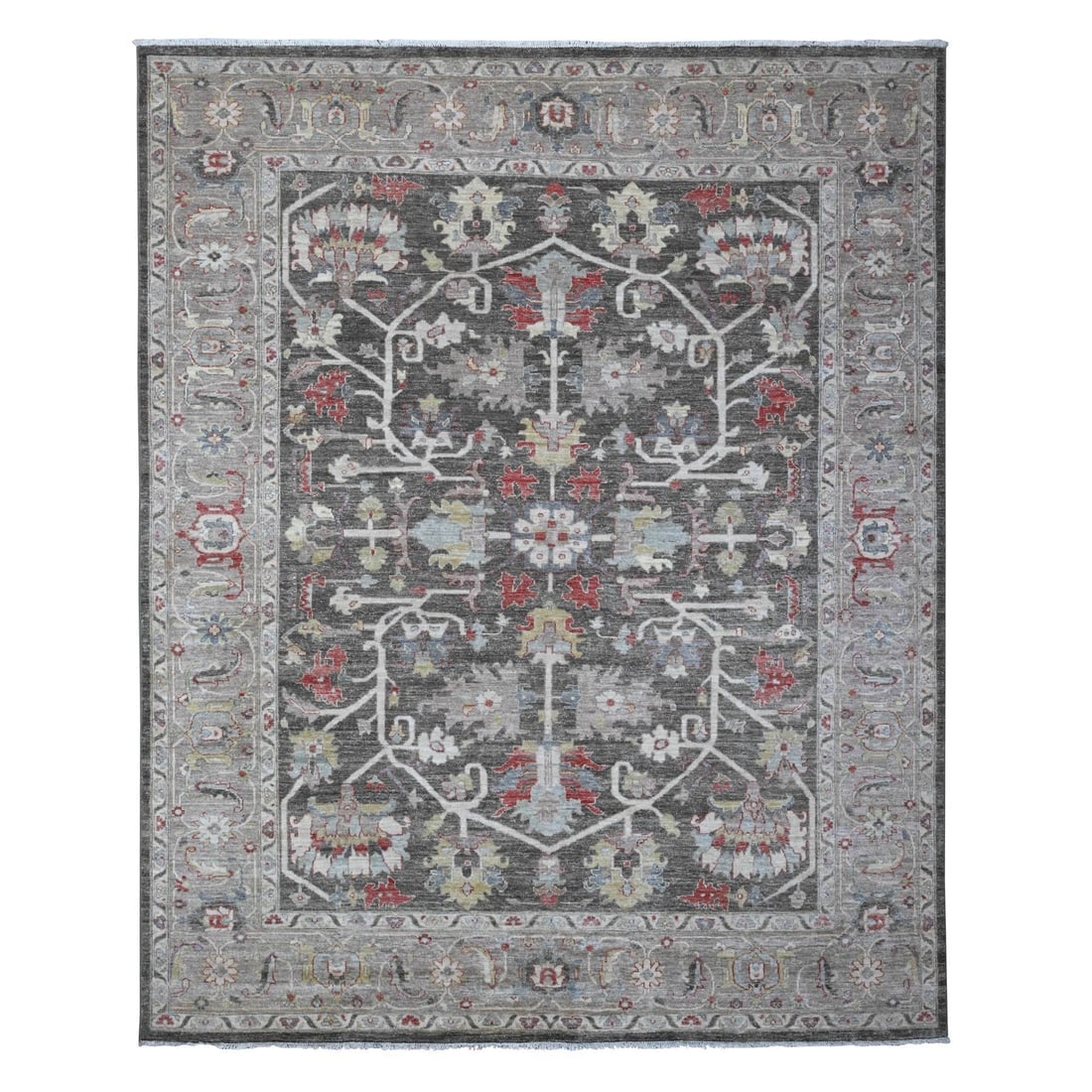 Abbey Black Hand Knotted Wool Fine Aryana Heris Design Oriental Rug (1 of 11)