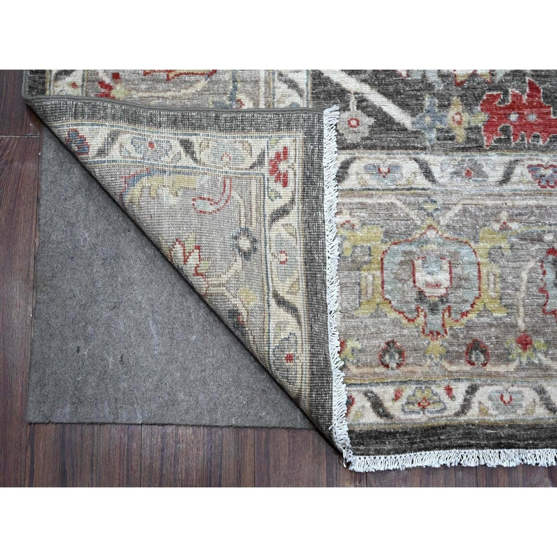 Abbey Black Hand Knotted Wool Fine Aryana Heris Design Oriental Rug - 4