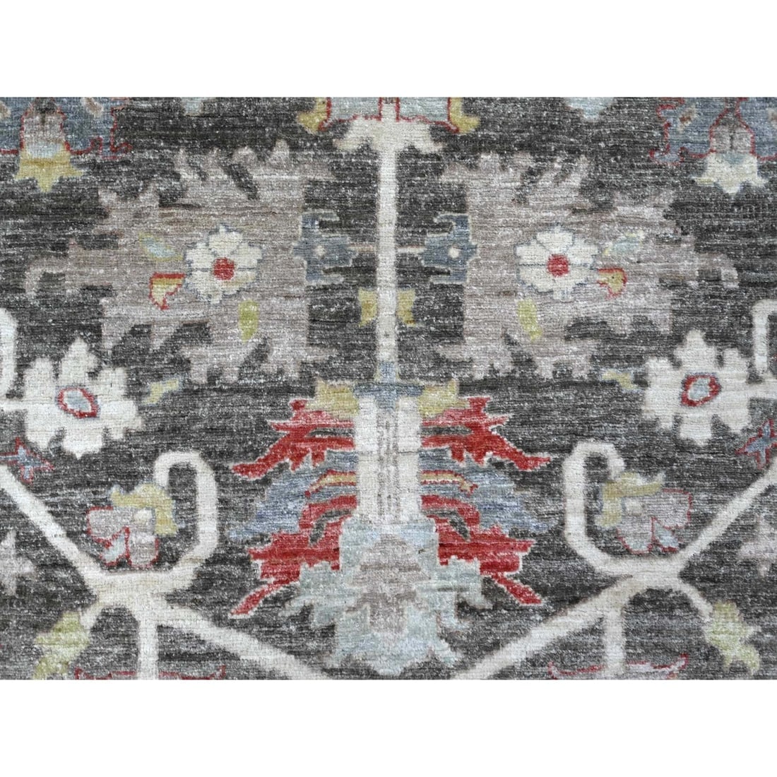 Abbey Black Hand Knotted Wool Fine Aryana Heris Design Oriental Rug - 8