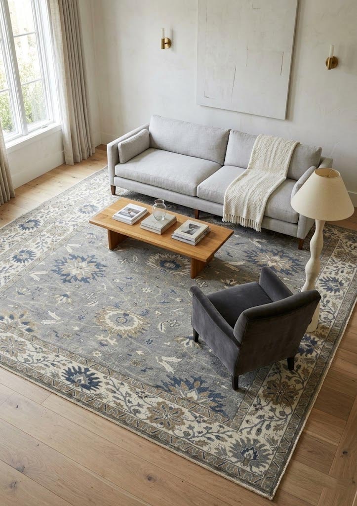 Taupe Floral Osh Chobi 10X14 Peshawar Oriental Rug - 2