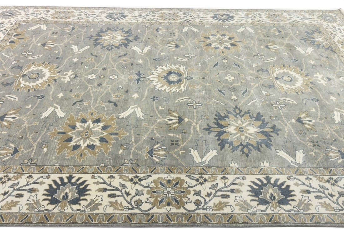 Taupe Floral Osh Chobi 10X14 Peshawar Oriental Rug - 3