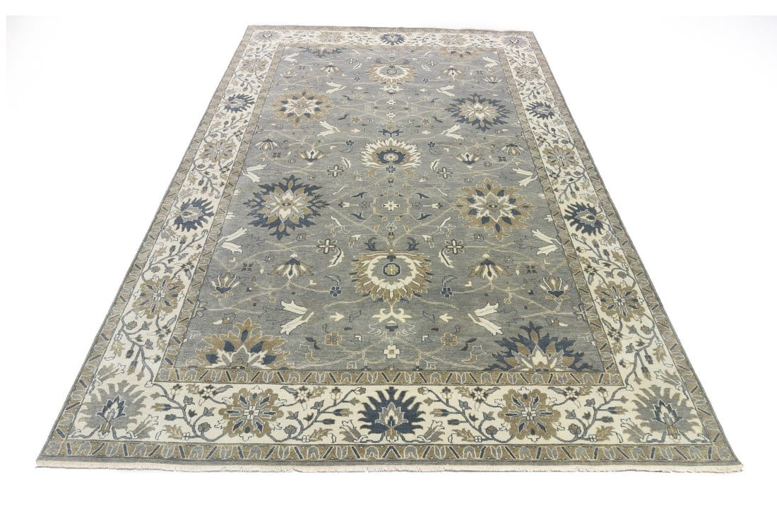 Taupe Floral Osh Chobi 10X14 Peshawar Oriental Rug - 4
