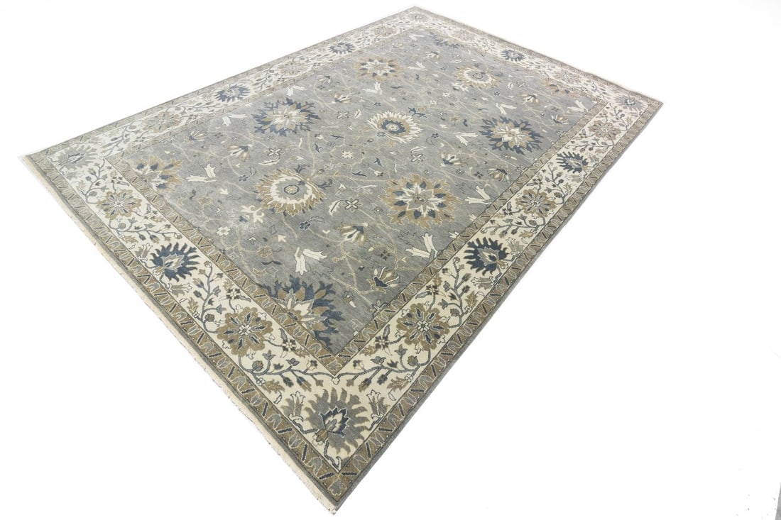 Taupe Floral Osh Chobi 10X14 Peshawar Oriental Rug - 5