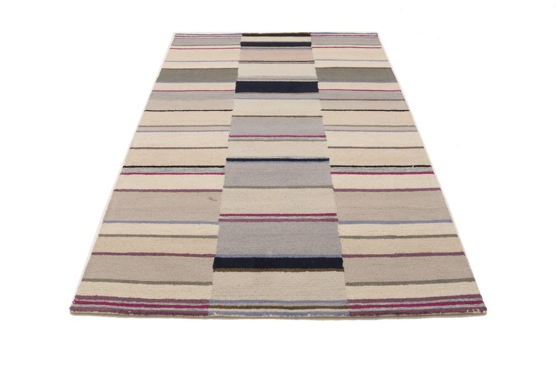 Multicolored Stripes 5X8 Hand-Tufted Modern Rug - 3