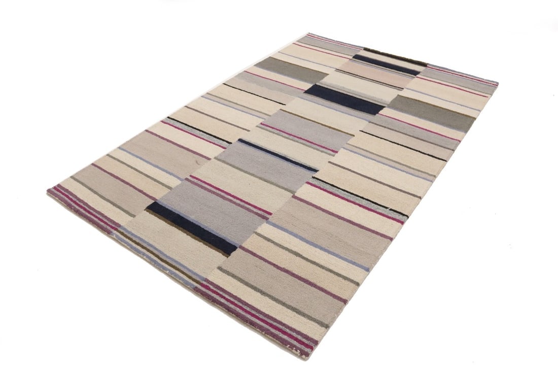 Multicolored Stripes 5X8 Hand-Tufted Modern Rug - 4