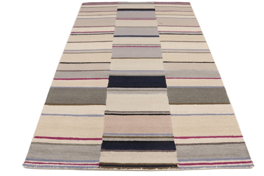 Multicolored Stripes 5X8 Hand-Tufted Modern Rug - 7
