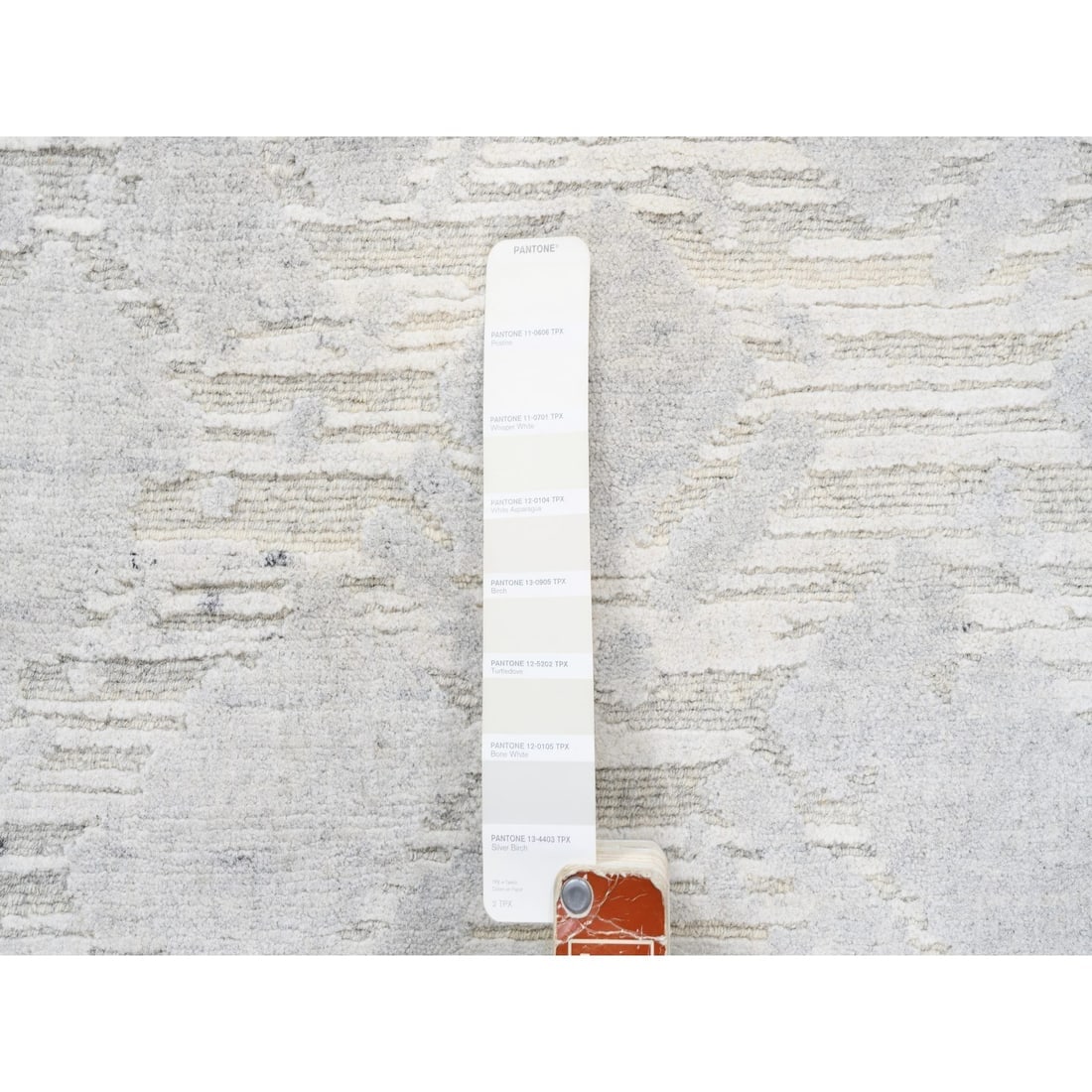 Modern Design Undyed Natural Wool Hand Knotted Ivory Wide Runner Rug - 4