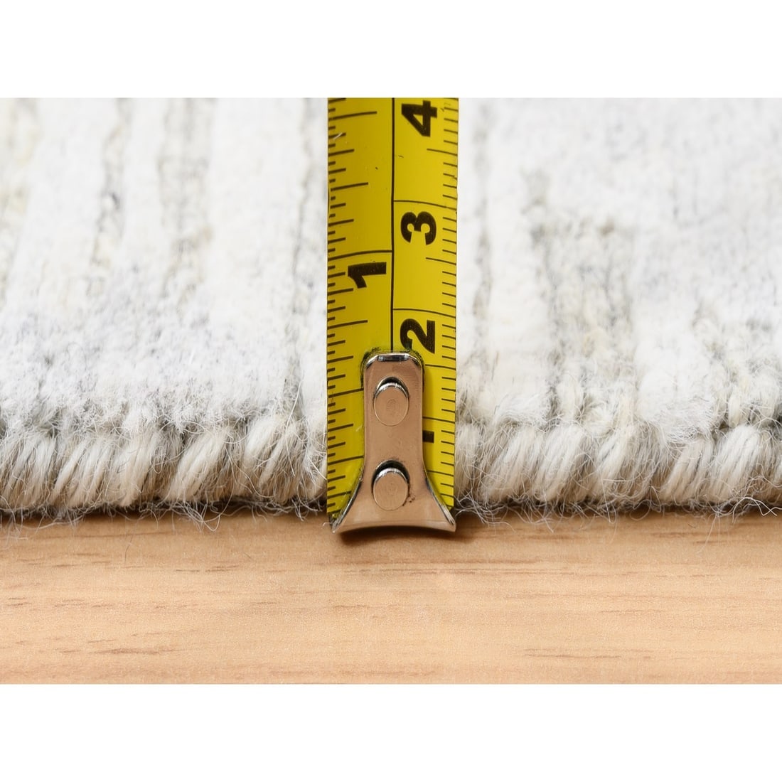 Modern Design Undyed Natural Wool Hand Knotted Ivory Wide Runner Rug - 7