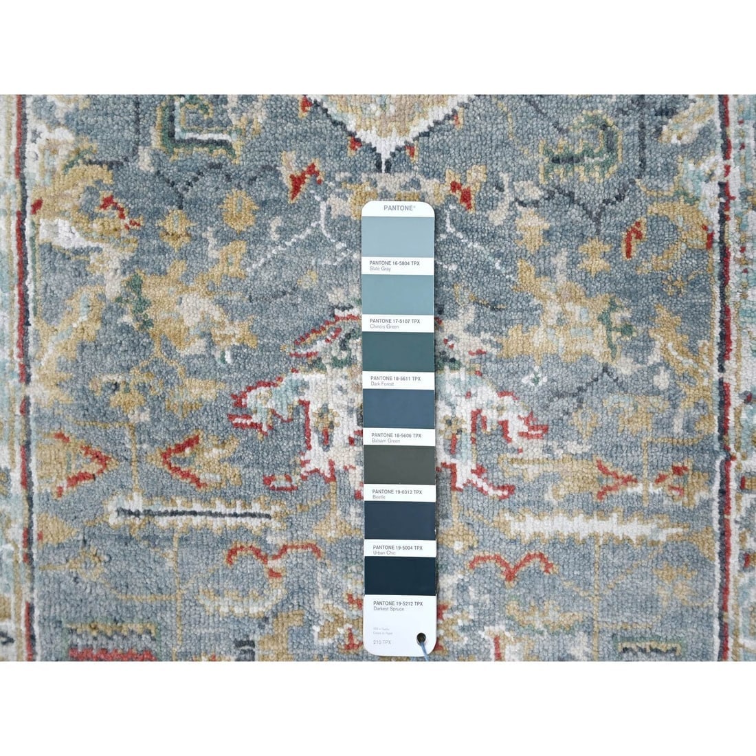 Blue Organic Wool Broken and Erased Persian Heriz Hand Knotted Mat Rug - 3