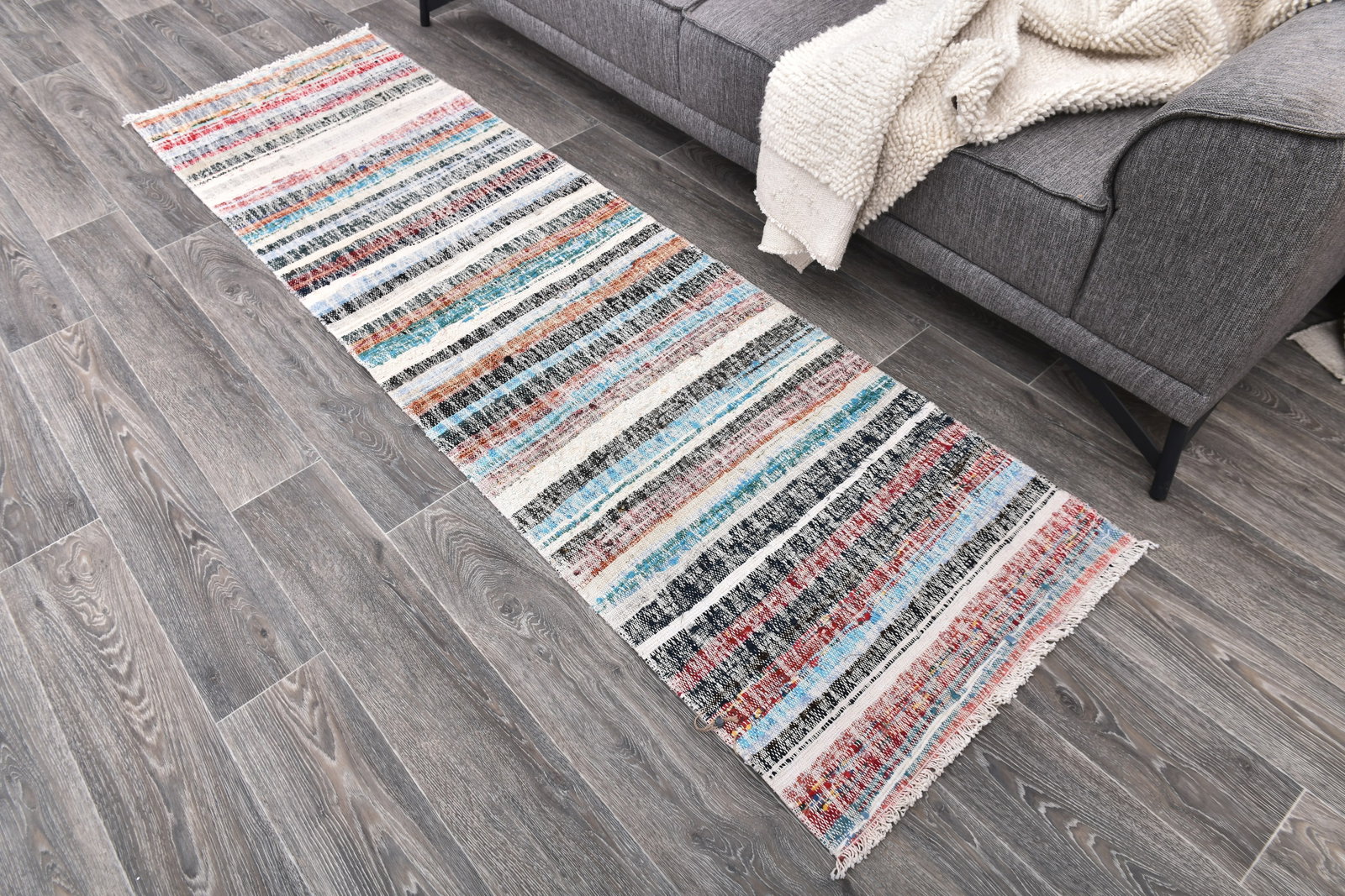 2'2'' x 7'8'' Turkish Flatweave Kilim Rug - 241764: Title: 2'2'' x 7'8'' Turkish Flatweave Kilim Rug - 241764 Description:2'2'' x 7'8'' Turkish Flatweave Kilim Rug - 241764 Origin:Turkiye Date/Period:1960-90 Materials:Wool,Cotton Dimension:2'2''x7'8''