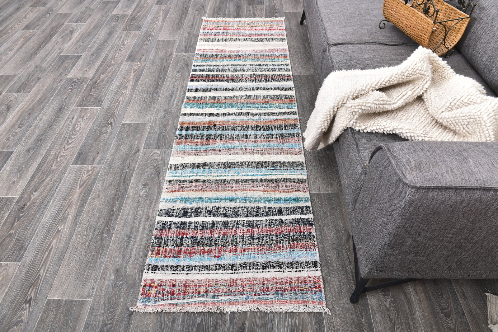 2'2'' x 7'8'' Turkish Flatweave Kilim Rug - 241764 - 2