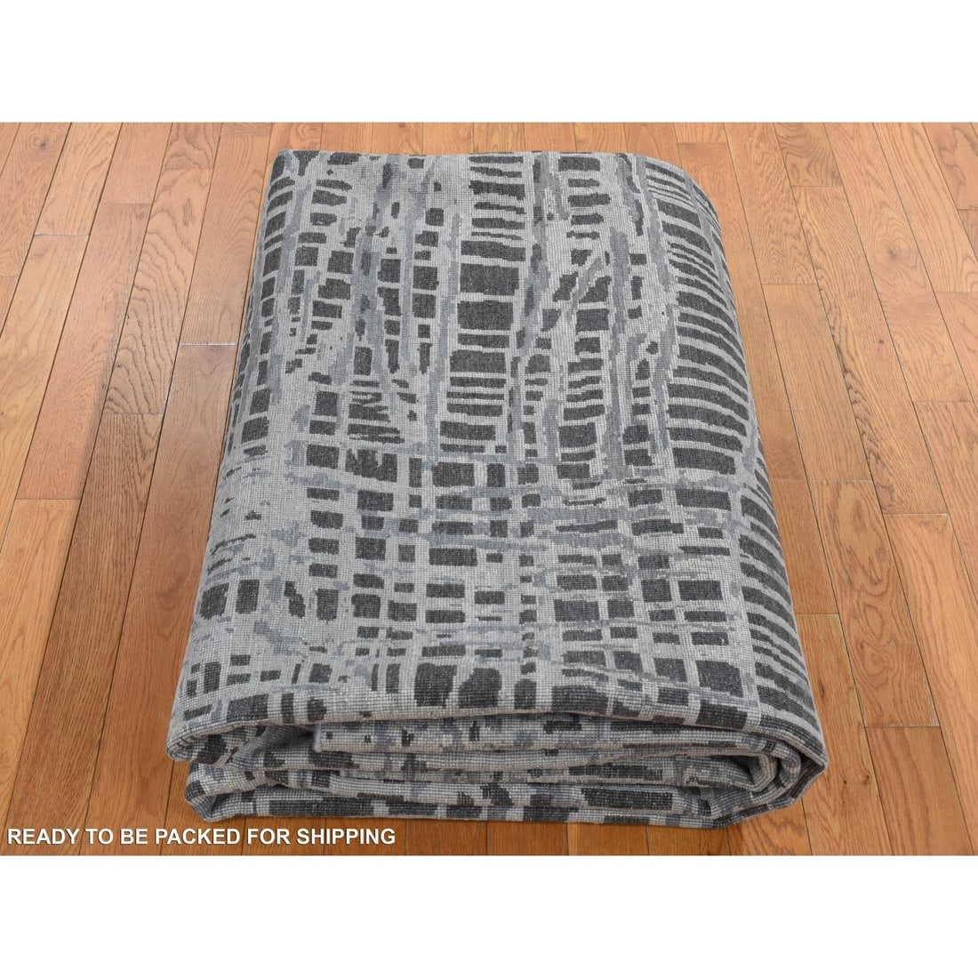 Cloud Gray, THE LOST BRANCHES, Silk with Wool, Hand Knotted, Rug - 9