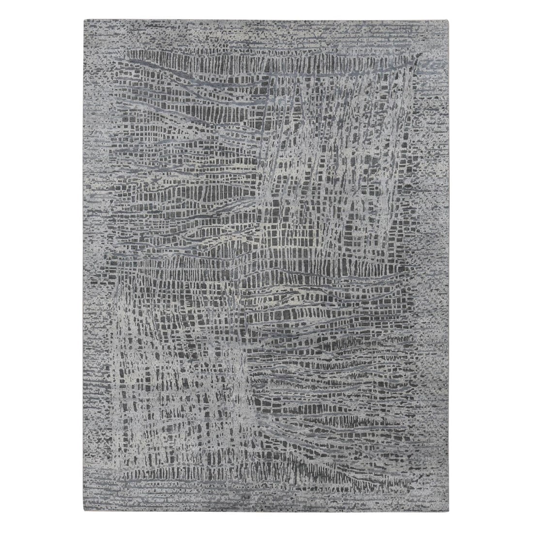 Cloud Gray, THE LOST BRANCHES, Silk with Wool, Hand Knotted, Rug: Title: Cloud Gray, THE LOST BRANCHES, Silk with Wool, Hand Knotted, Rug Description:This is a truly genuine one-of-a-kind. It has been Knotted for months and months in the centuries-old weaving