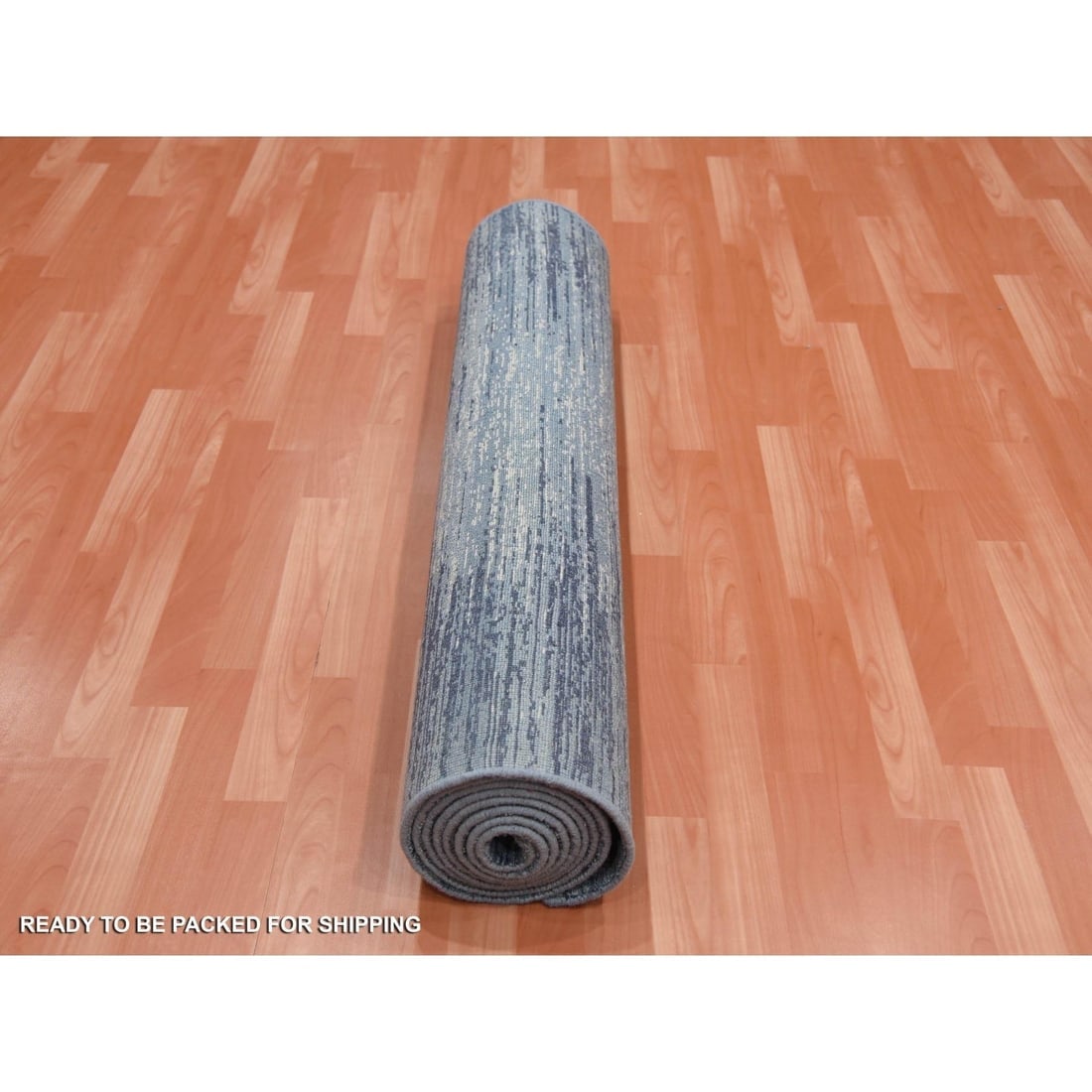 Hand Knotted Ombre Design Pure Wool Only Blue Oriental Runner Rug - 5