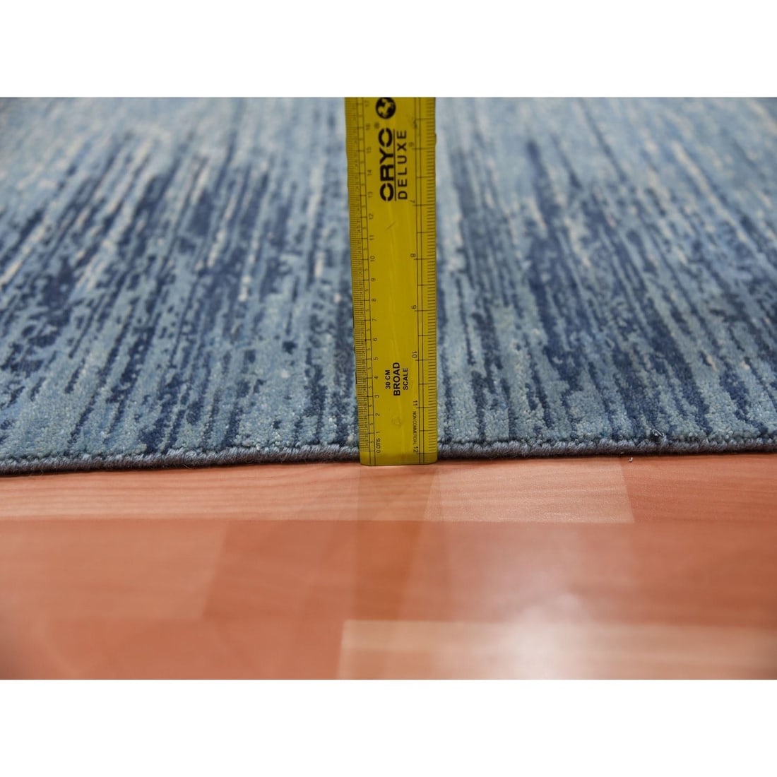 Hand Knotted Ombre Design Pure Wool Only Blue Oriental Runner Rug - 6