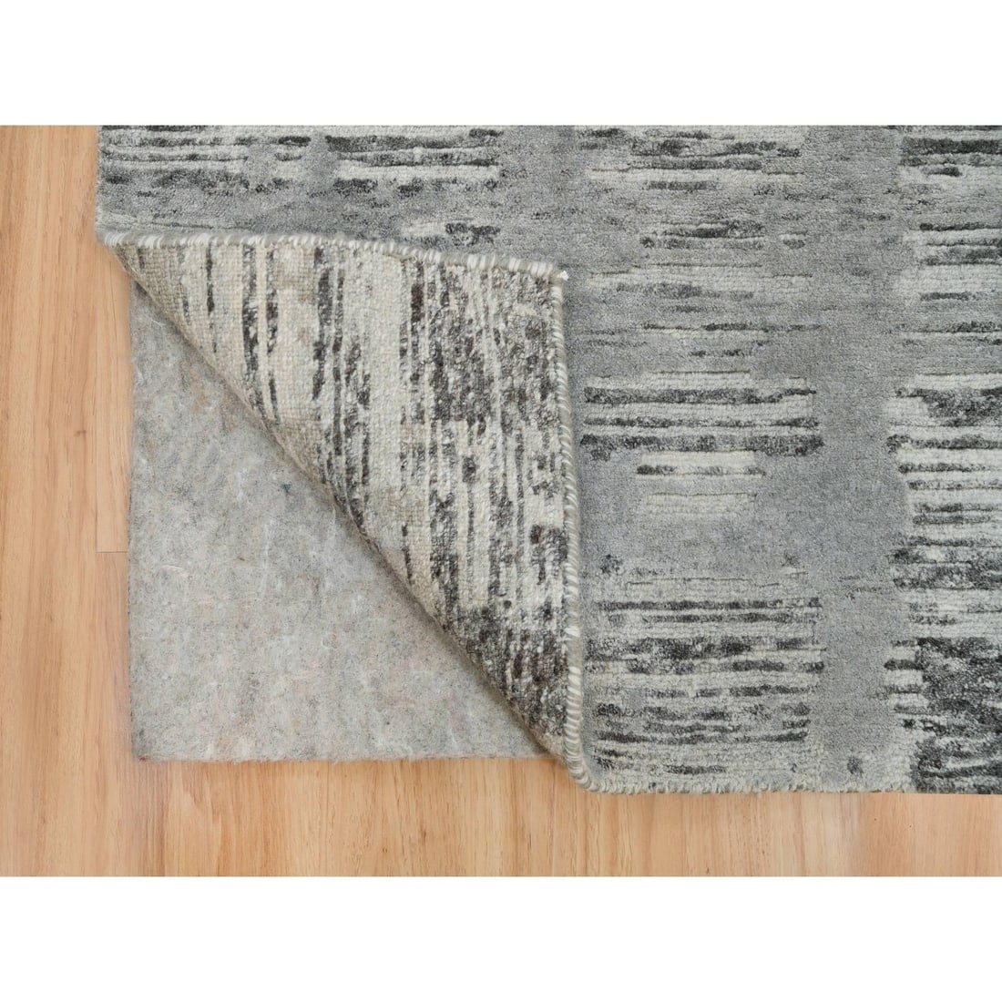 Gray Hand Spun Wool Hand Knotted Modern Design XL Runner Oriental Rug - 3