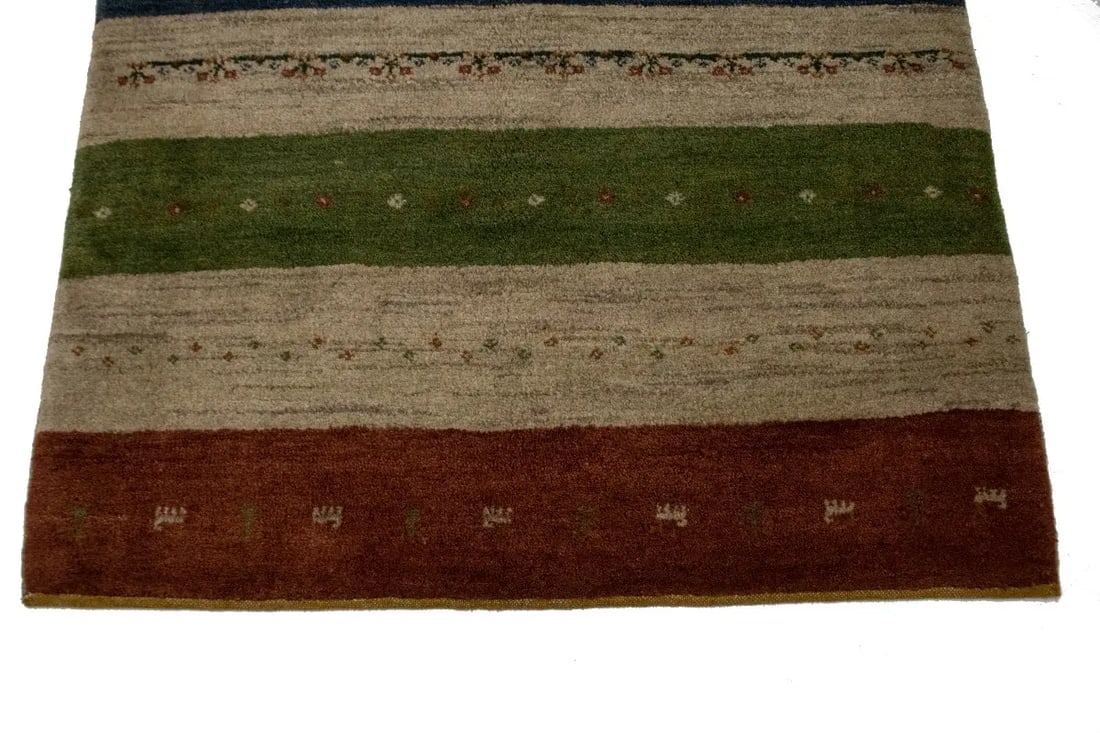 Multicolored Stripes 4X5 Gabbeh Persian Rug - 10