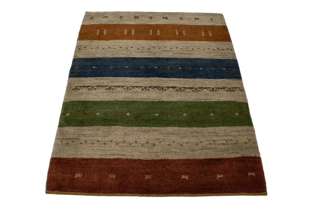 Multicolored Stripes 4X5 Gabbeh Persian Rug - 12