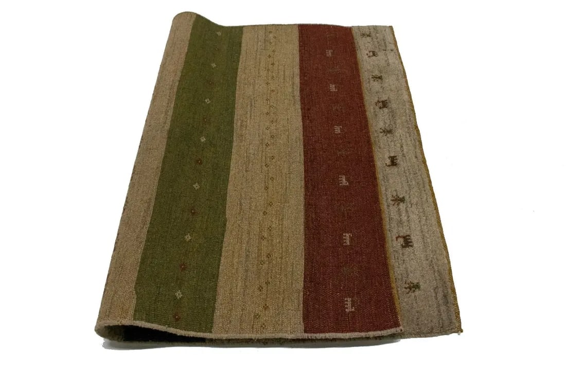 Multicolored Stripes 4X5 Gabbeh Persian Rug - 14