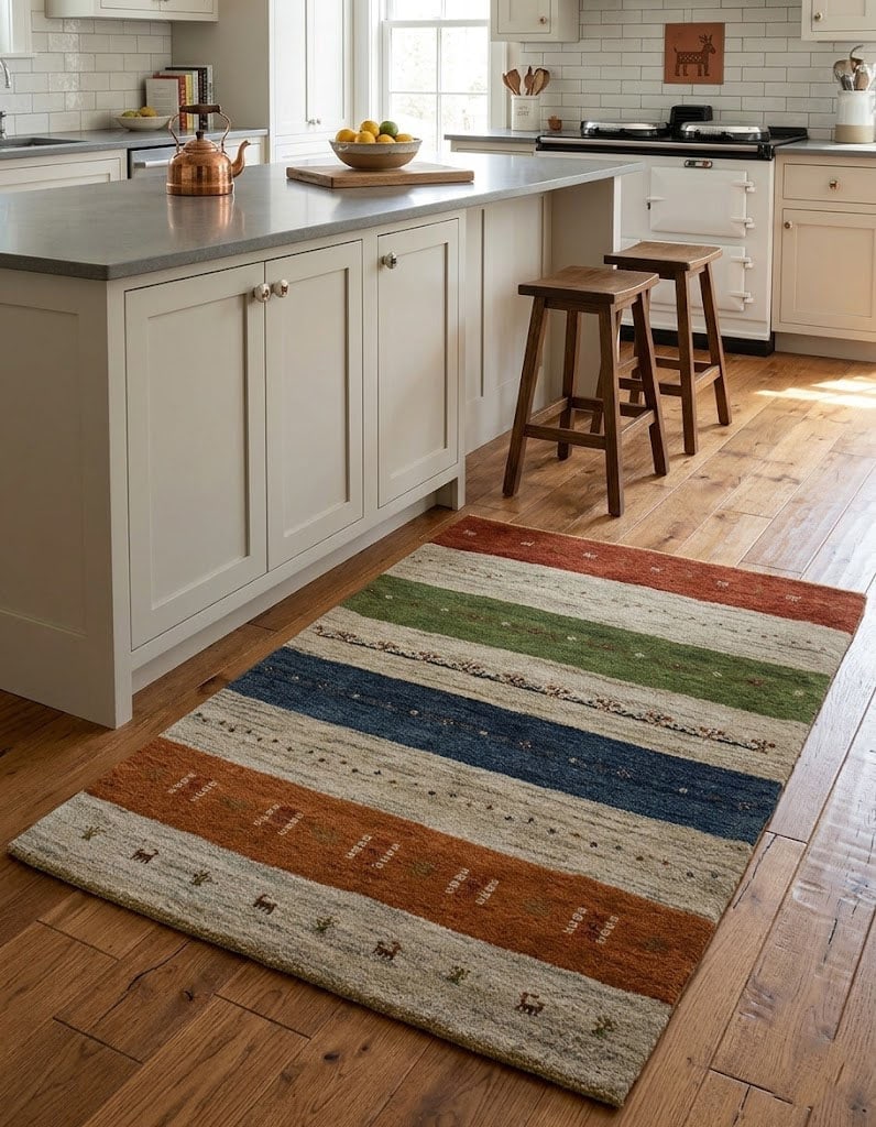 Multicolored Stripes 4X5 Gabbeh Persian Rug - 2
