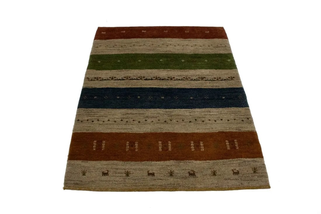 Multicolored Stripes 4X5 Gabbeh Persian Rug - 3