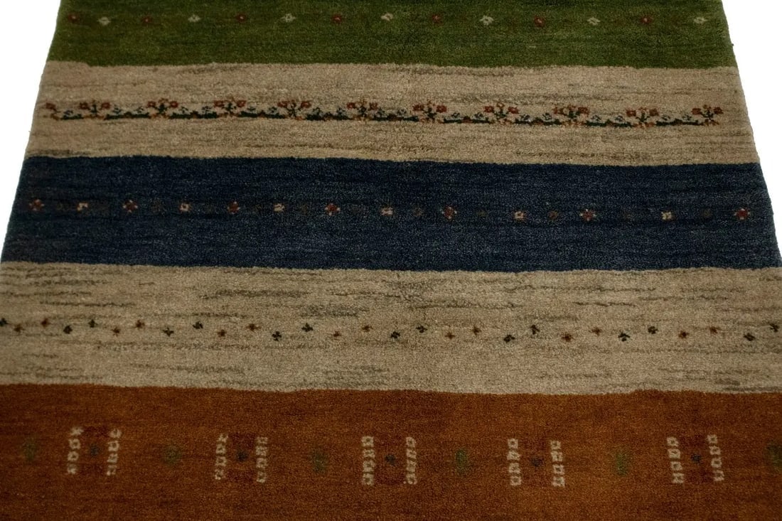 Multicolored Stripes 4X5 Gabbeh Persian Rug - 4