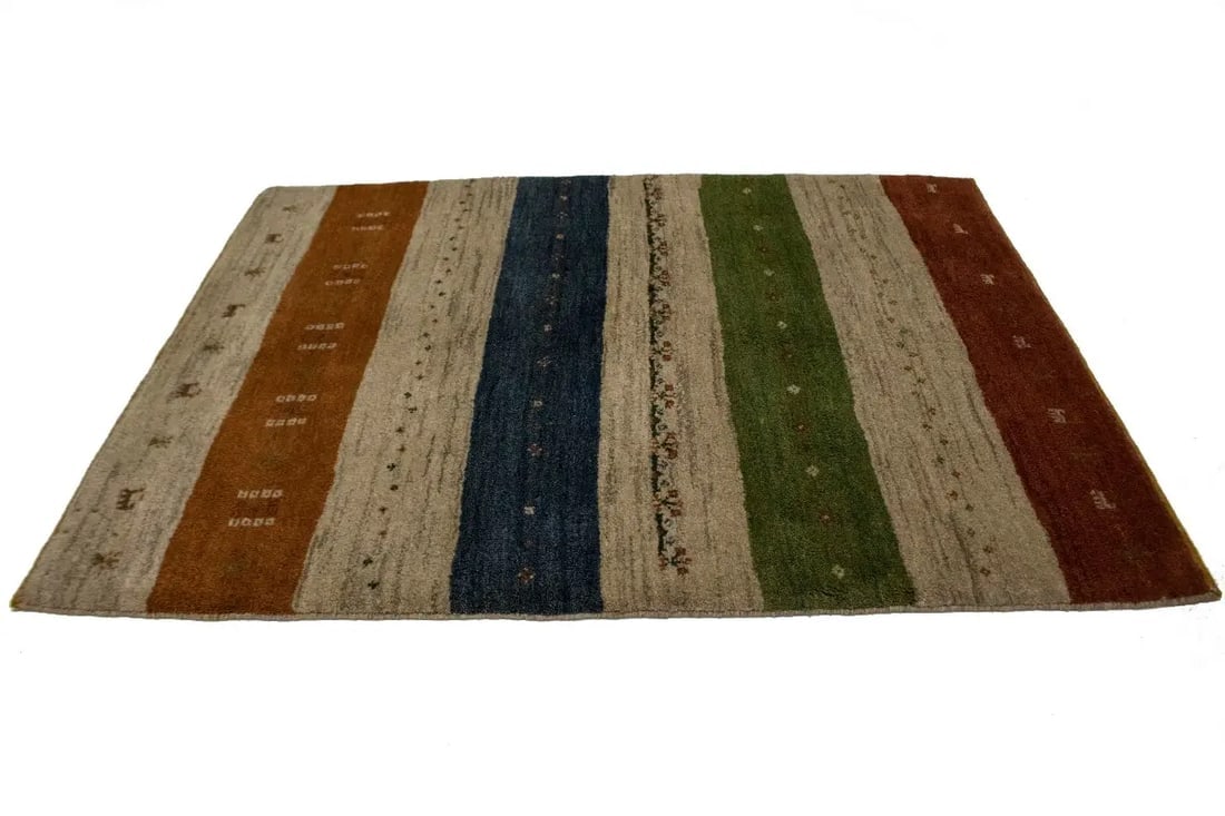 Multicolored Stripes 4X5 Gabbeh Persian Rug - 5