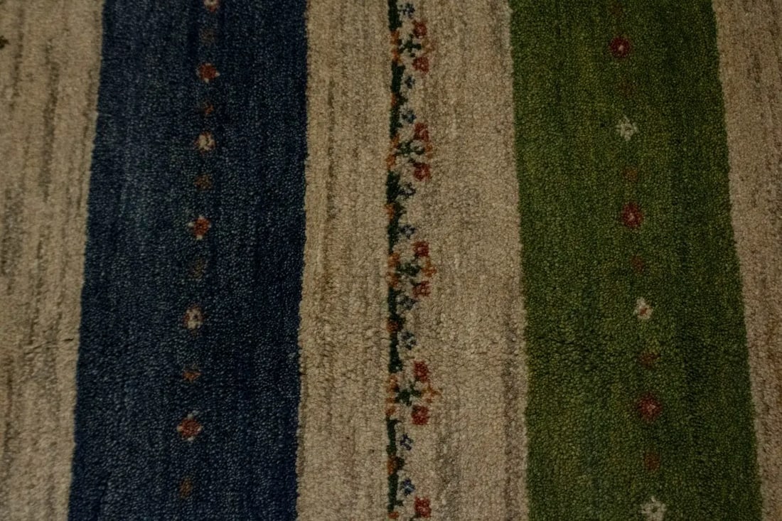 Multicolored Stripes 4X5 Gabbeh Persian Rug - 6