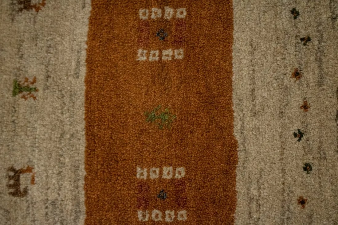 Multicolored Stripes 4X5 Gabbeh Persian Rug - 7