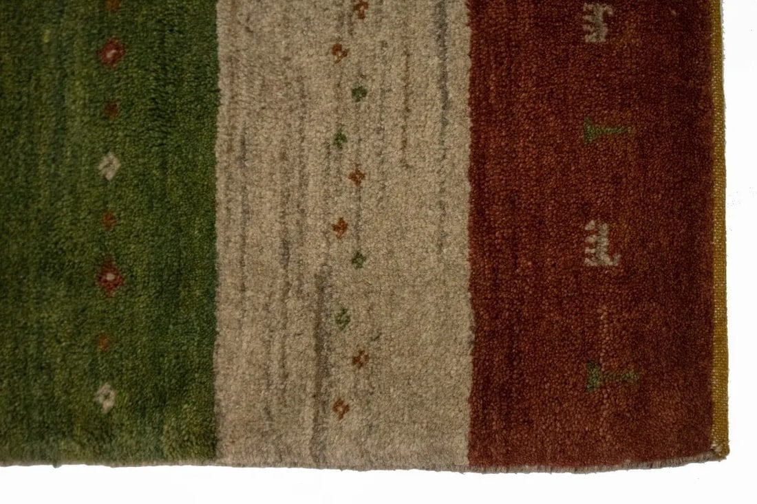Multicolored Stripes 4X5 Gabbeh Persian Rug - 8