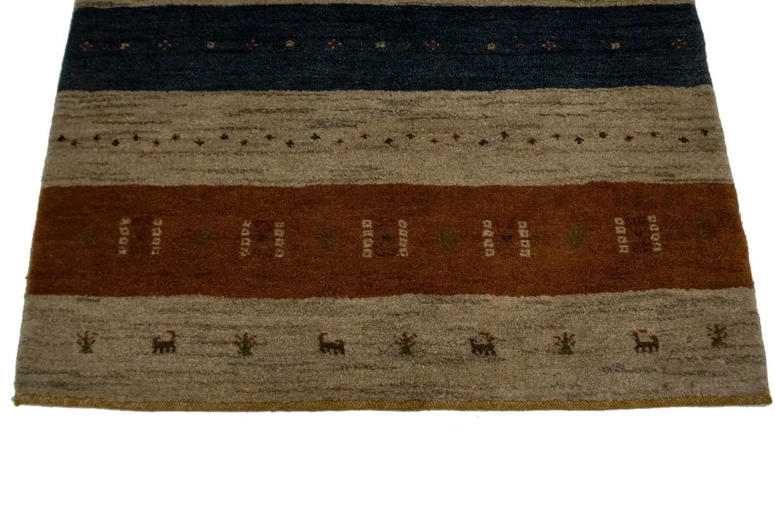 Multicolored Stripes 4X5 Gabbeh Persian Rug - 9