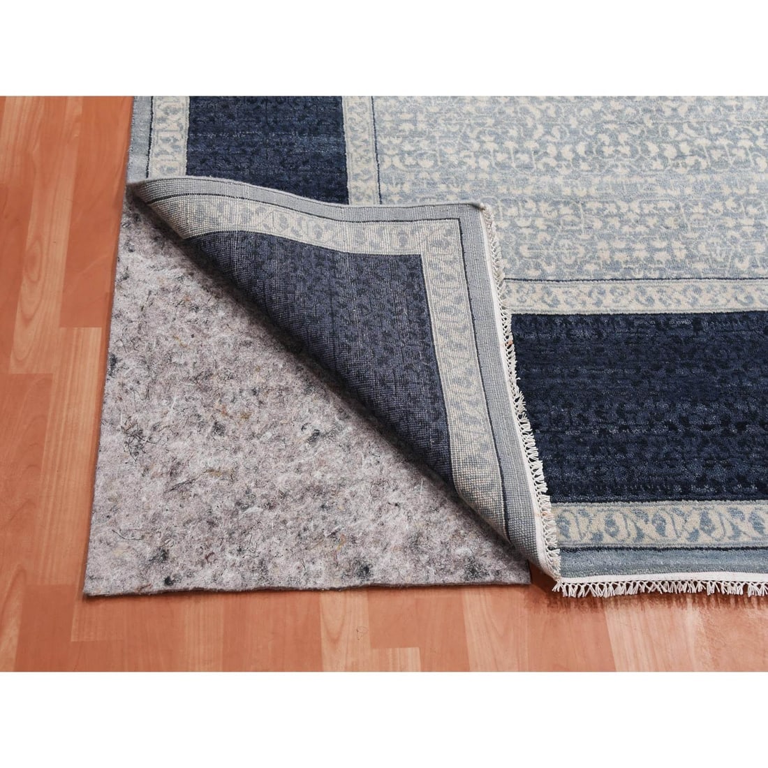 Blue, Modern Design, Pure Wool Hand Knotted Oversized Oriental Rug - 5