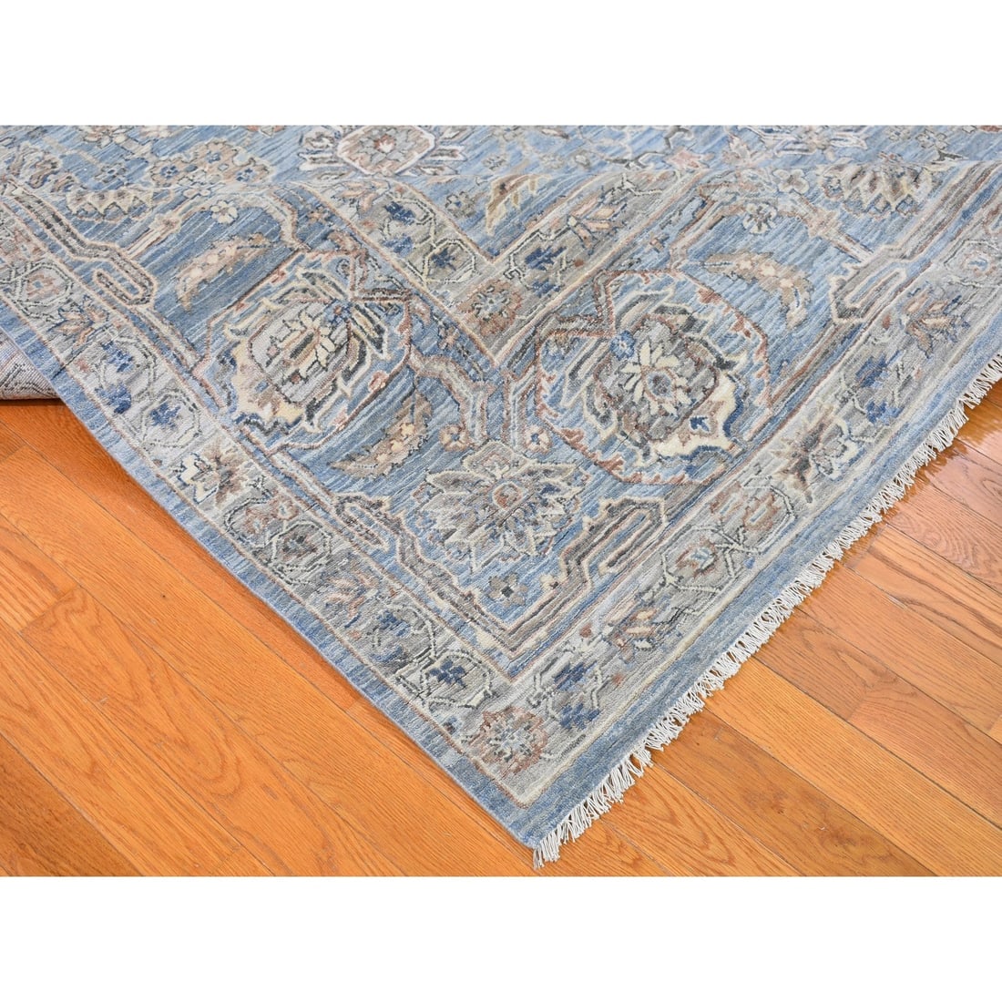 Wooland Silk Abrash Denser Weave Vegetable Dyes All Over Heriz Design Rug - 6