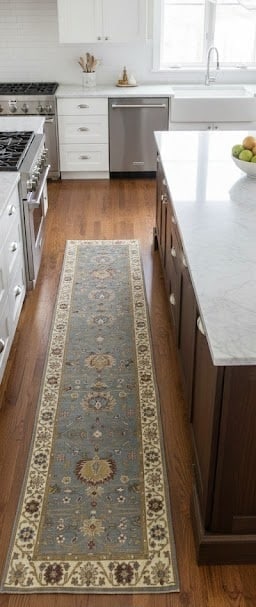 Blue-gray Floral Osh Chobi 3X13 Peshawar Oriental Runner Rug - 2