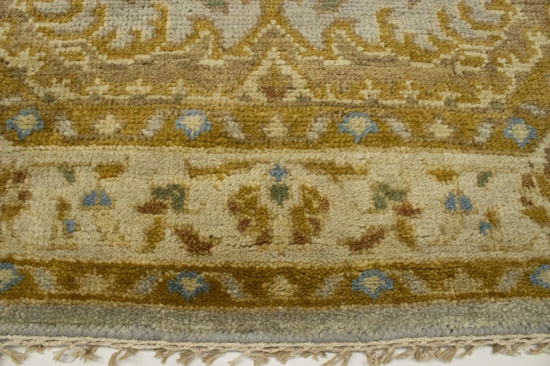 Tan and Gold Floral 6X6 Oushak Oriental Octagon Rug - 7