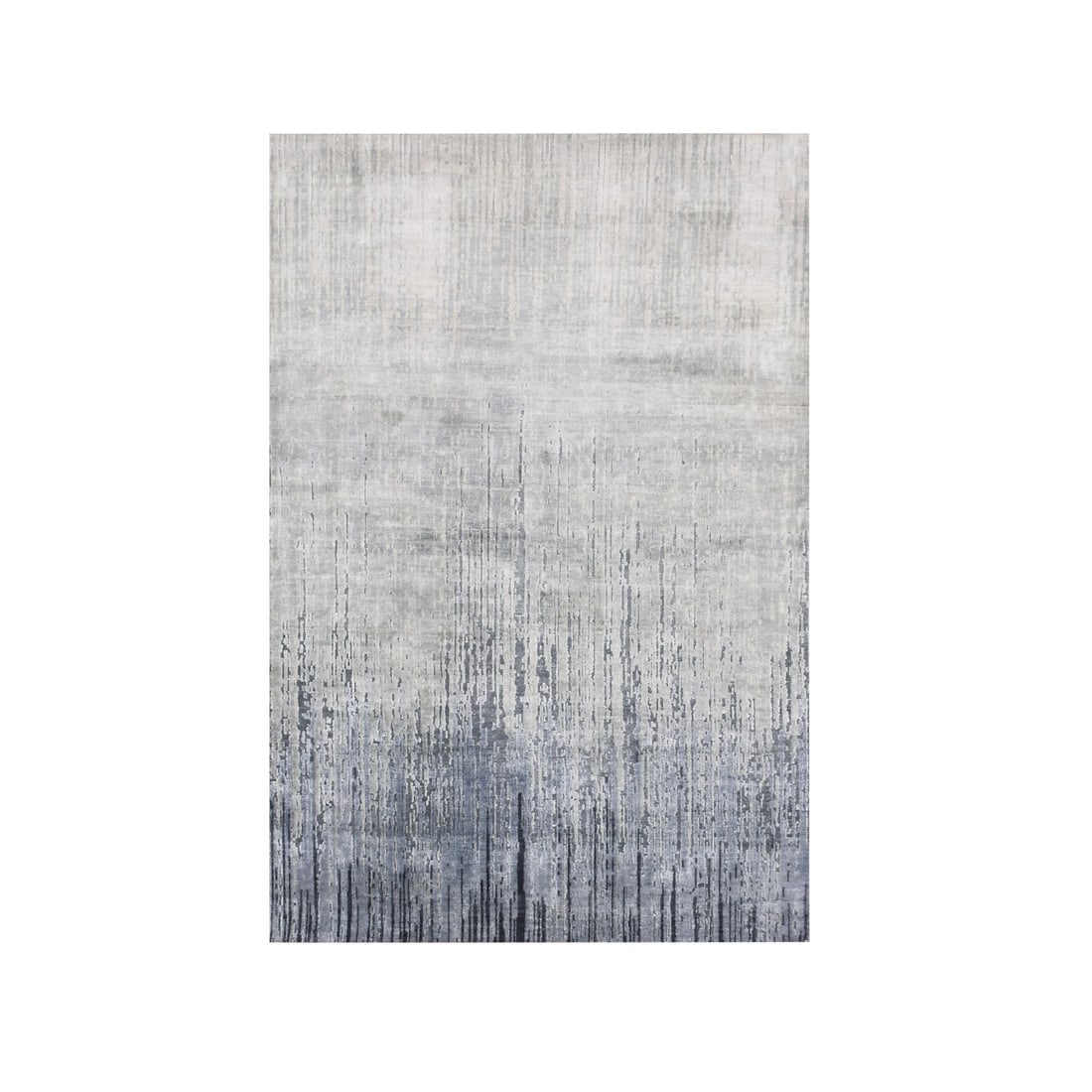 Hand Knotted Vertical Ombre Design Pure Silk with Textured Wool Rug: Title: Hand Knotted Vertical Ombre Design Pure Silk with Textured Wool Rug Description:This is a truly genuine one-of-a-kind. It has been Knotted for months and months in the centuries-old weaving