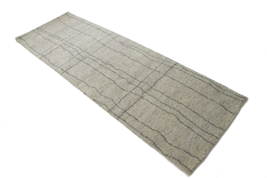 Cream Geometric Modern 3X8 Moroccan Style Oriental Runner Rug - 4