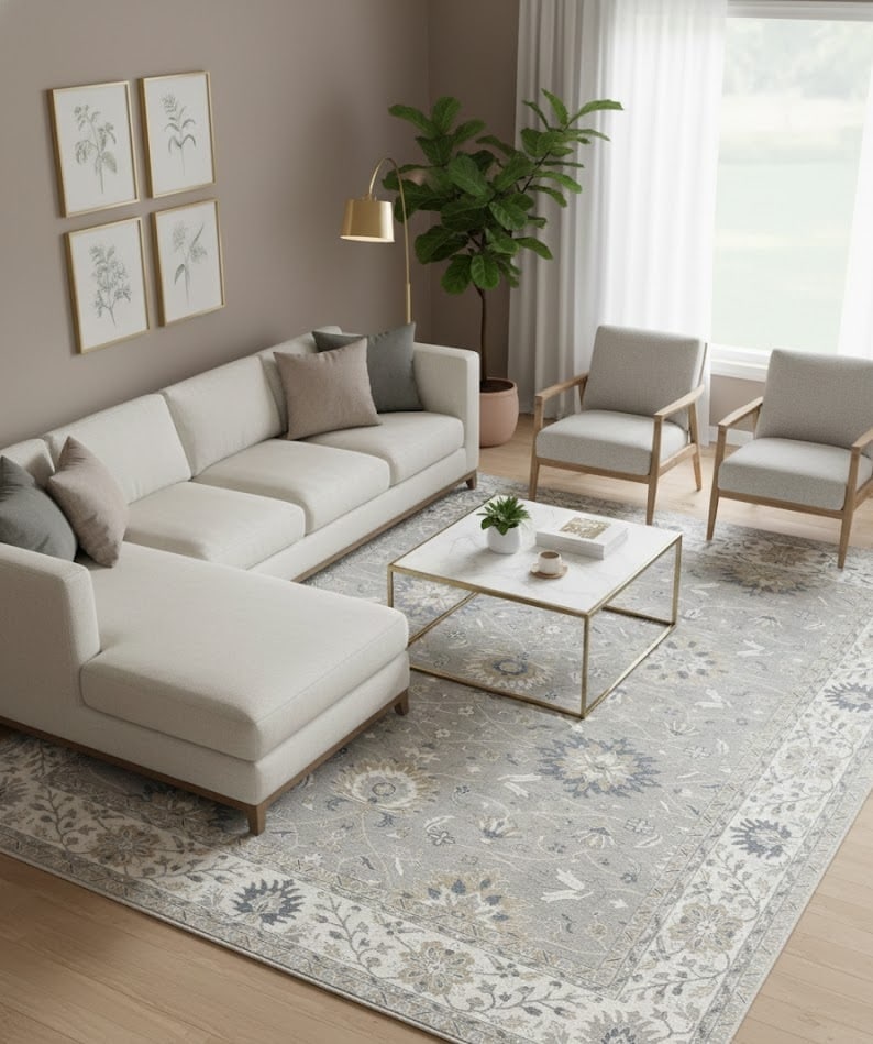 Taupe Floral Osh Chobi 12X15 Peshawar Oriental Rug - 2