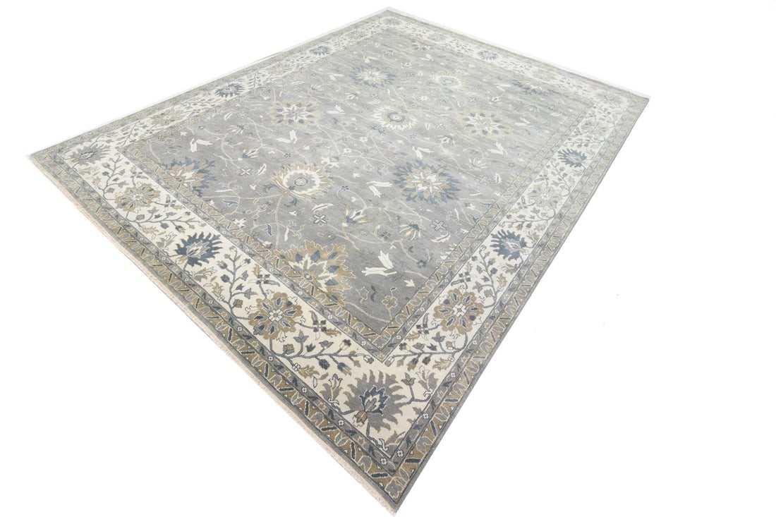 Taupe Floral Osh Chobi 12X15 Peshawar Oriental Rug - 7