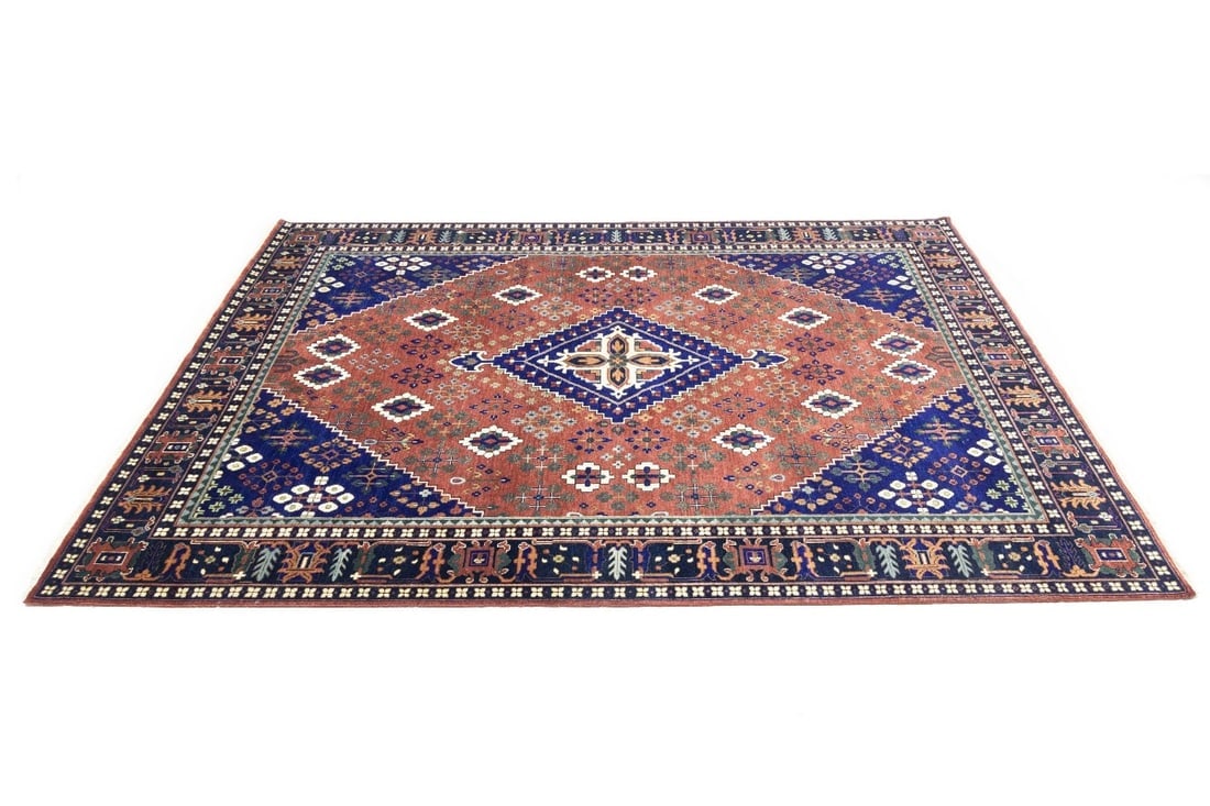 Rust and Navy Tribal 9X12 Indo-Joshaghan Oriental Rug - 7