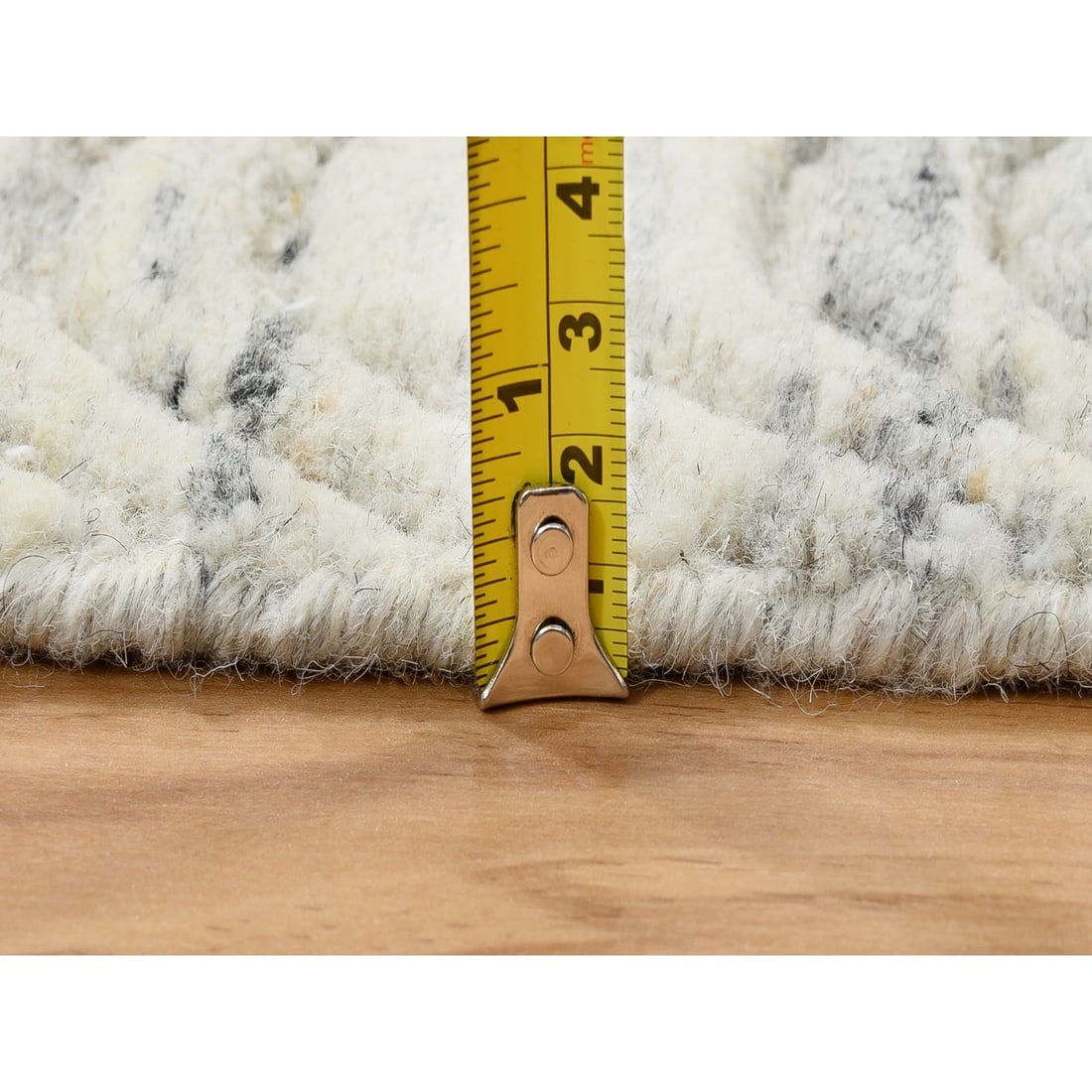 Beige, Hand Loomed Variegated Textured Modern Design, Wool, Runner Rug - 7